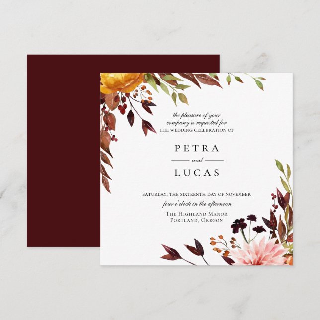 Rustikaler Herbstwald - Einladung zur Hochzeit (Vorne/Hinten)