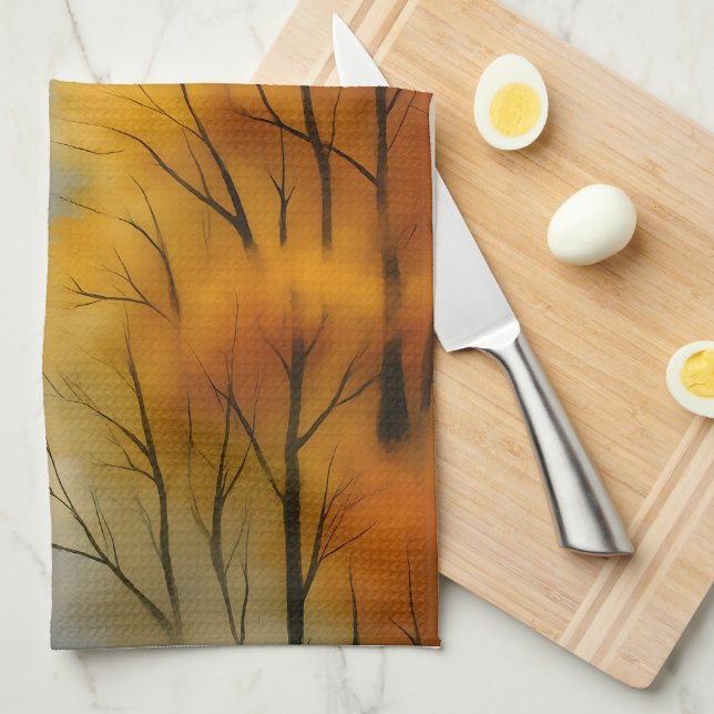 Rustikaler Herbstwald - Herbst Farbe Geschirrtuch (Viertel Falte)