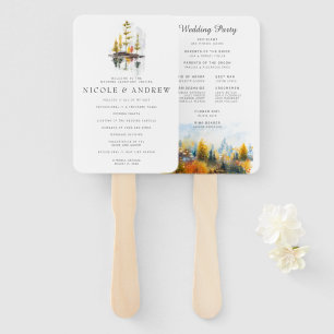 Rustikaler Herbstwald Hochzeitsprogramm Hand Fan Fächer