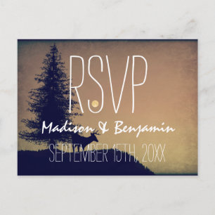 Rustikaler Hirschbaum Hochzeit RSVP POSTCARDS Einladungspostkarte