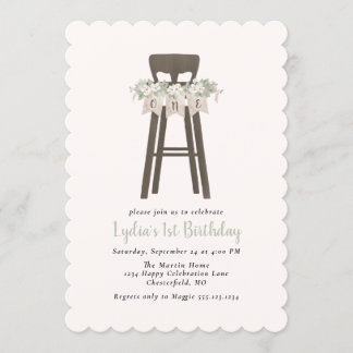 Rustikaler Hochstuhl Erster Geburtstag Einladung