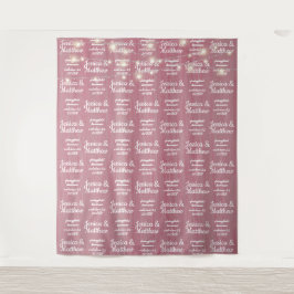 Rustikaler Hochzeitrosa Hintergrund Schritt und Wi Wandteppich