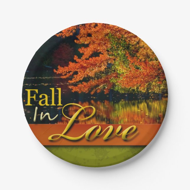 Rustikaler Hochzeitsfall in der Liebe Herbst Lands Pappteller (Vorderseite)