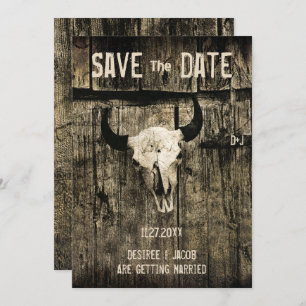 Rustikaler Hochzeitskull-Western Save the Date
