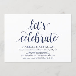 Rustikaler Hochzeitsnacht-Blauer Elopement-Empfang Einladung