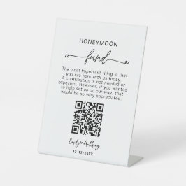 Rustikaler Hochzeitsreise-Fonds QR Wünschend Sockelschild