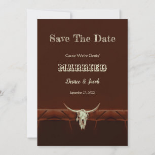 Rustikaler Hochzeitssender Western Bull Skull Save The Date