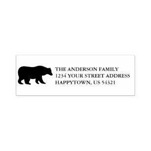 Rustikaler Holiday Bear Familienname Rücksendeadre Permastempel