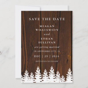 Rustikaler Holz Herbst Winter Hochzeit QR Code Save The Date