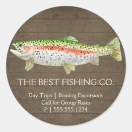Rustikaler Holzfischerei-Guide Charterschiff See Runder Aufkleber