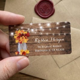 Rustikaler Holzherbst lässt Mason Jar Lights Hochz Adressaufkleber