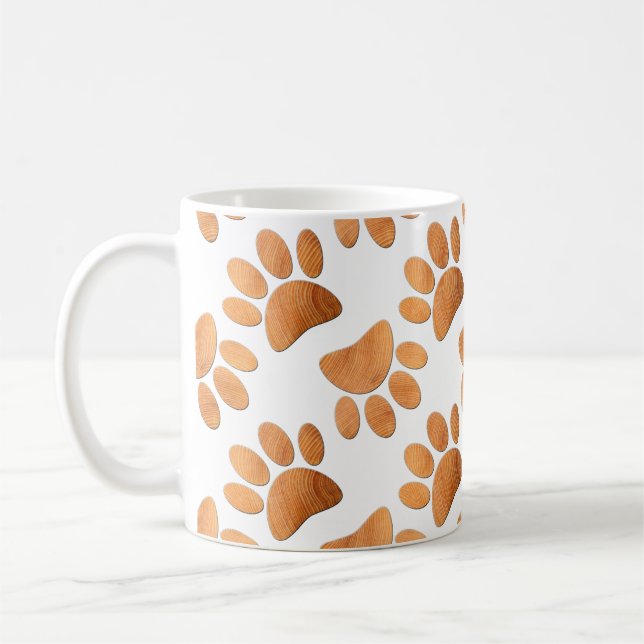 Rustikaler Holzhund Pawprint Kaffeetasse (Links)