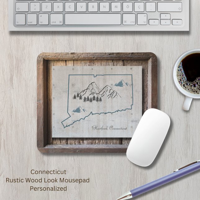 Rustikaler Holzrahmen Mousepad (Connecticut Rustic Wood Mousepad. The "wood look" makes this mousepad so unique. Personalize it!)