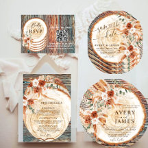 Rustikaler Holzring - Save-the-Date - Boho-Blumenf