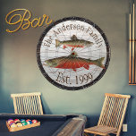 Rustikaler Holzton Monogram Fly Fishing Brook Trou Dartscheibe<br><div class="desc">Rustic Wood monogram Fly Fishing Brook Trout Dart Board</div>