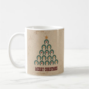 Rustikaler Horseshoe Weihnachtsbaum Kaffeetasse