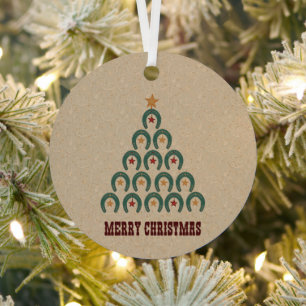 Rustikaler Horseshoe Weihnachtsbaum Ornament Aus Metall
