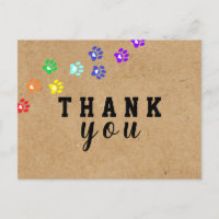 Rustikaler Hund Rainbow Paw Custom Danke Postcard