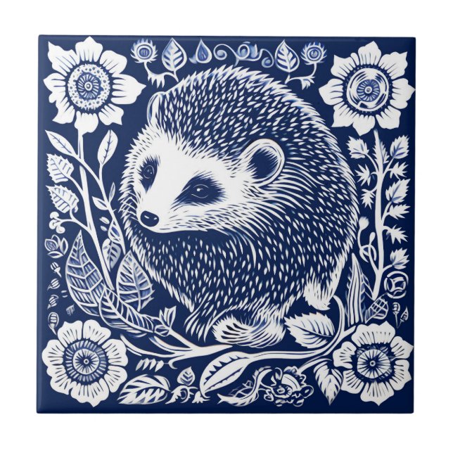 Rustikaler Igel Keramik Fliese (Vorderseite)