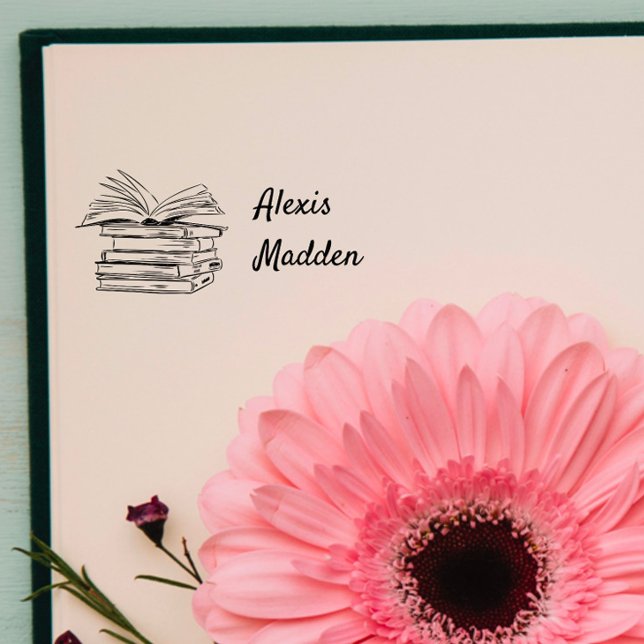 Rustikaler Individuelle Name | Bibliothek Permastempel (.)