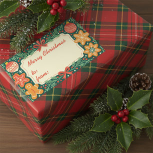 Rustikaler Ingwerbrot-Weihnachtskränze Frohe Weihn Rechteckiger Aufkleber