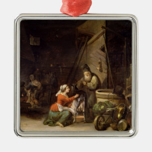 Rustikaler Innenraum Silbernes Ornament