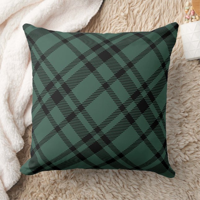 Rustikaler Jäger, grüner und schwarzer Tartan Kari Kissen (Decke)