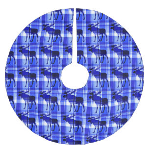 Rustikaler karierter Elchbaumrock Polyester Weihnachtsbaumdecke