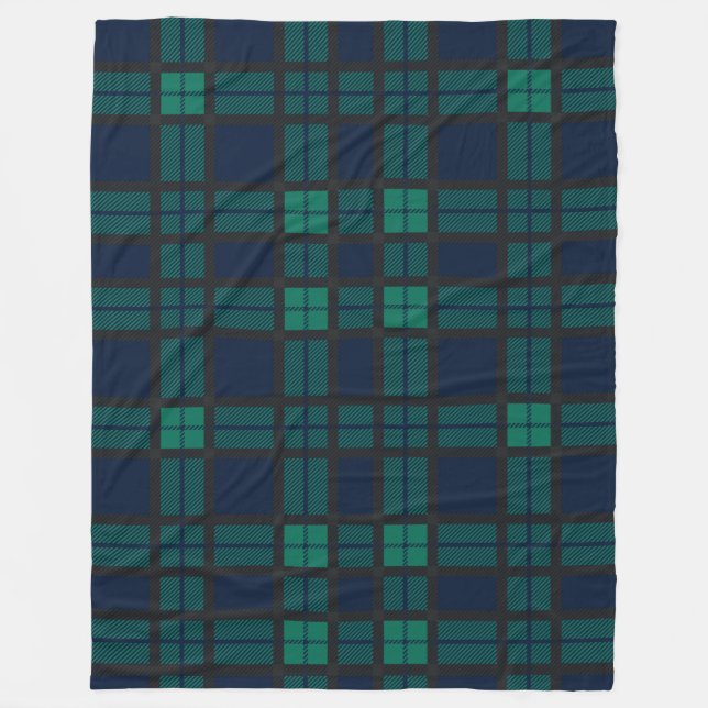 Rustikaler Karierter grüner Karo Blackwatch Tartan Fleecedecke (Vorderseite)