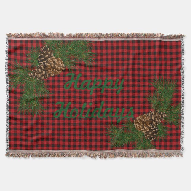 Rustikaler karierter Kiefernzapfen Decke (Vorderseite)