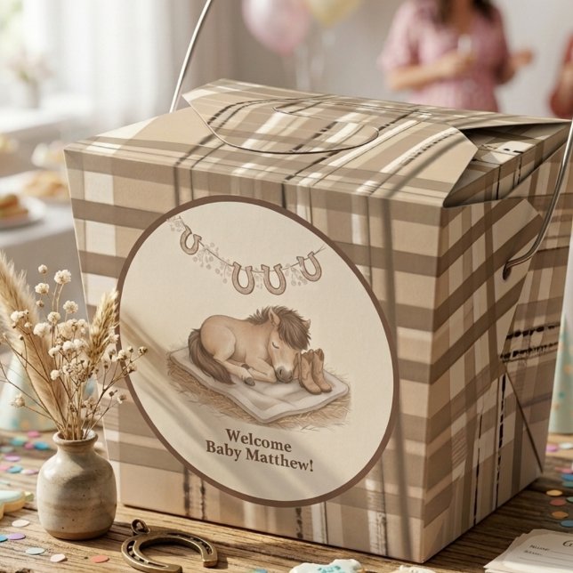 Rustikaler Karo-Lutscher Cowboy Geschenkschachtel (Sweet western style baby shower guest favor box)