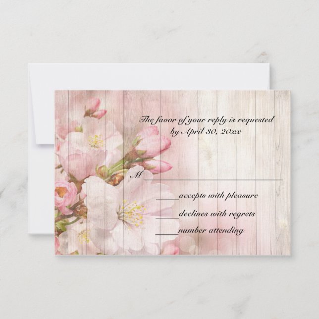 Rustikaler Kirschblossom | Hochzeit RSVP Karte (Vorderseite)