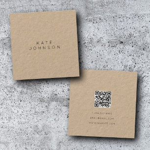 Rustikaler Kraft Einfaches Minimalistisches QR Quadratische Visitenkarte