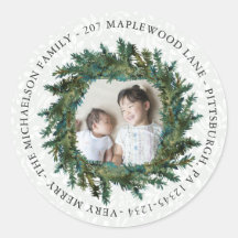 Rustikaler Kranz mit Foto und Rücksendeadresse