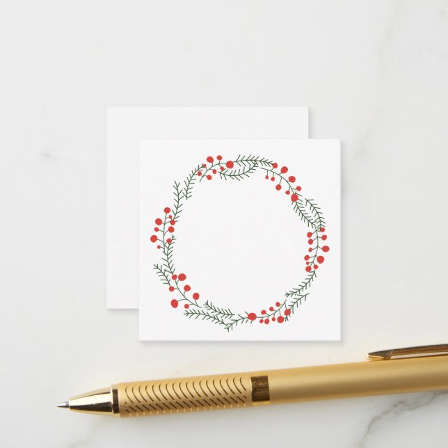 Rustikaler Kranzrahmen niedlich Weihnachten Begleitkarte (Vorderseite/Rückseite Beispiel)
