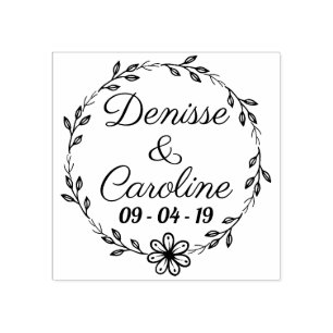Rustikaler Kreis verlässt Blume Save the Date Gummistempel