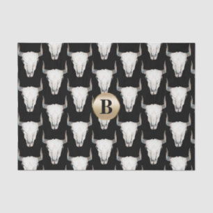Rustikaler Kuhschädel Boho Monogramm Personalisier Seidenpapier