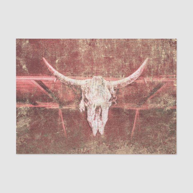 Rustikaler Kuhschädel Brown Beige Textur Grunge Seidenpapier (Vorderseite)