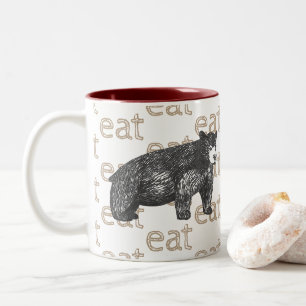 Rustikaler künstlerischer Tee Kaffee Schwarzer Bär Zweifarbige Tasse