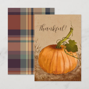 Rustikaler Kürbis Vintag Kariert dankbar Dankeskarte