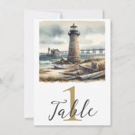 Rustikaler KüstenLeuchtturm Strandtisch Einladung