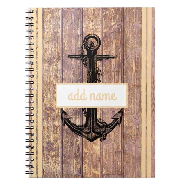 Rustikaler Küstenwachs Gelber Name Nautiker Notizblock (Vorderseite)