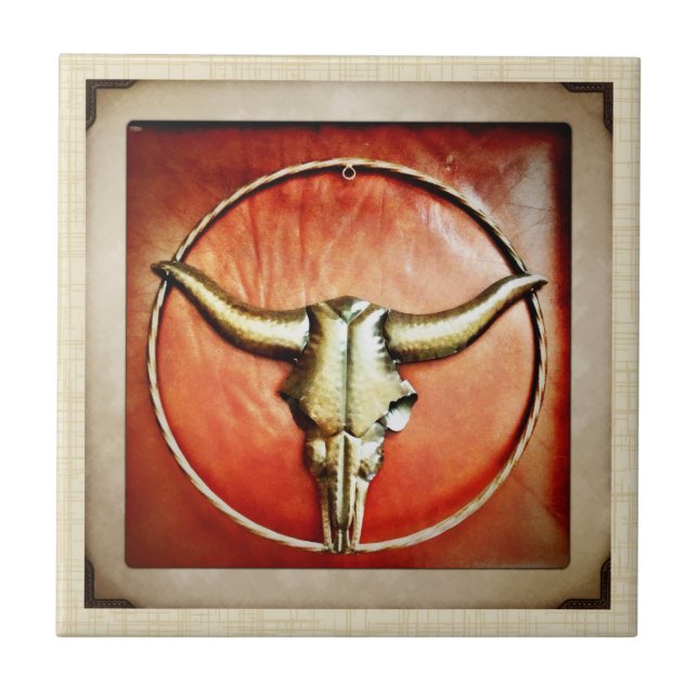 Rustikaler Land-Stier-Horn-Imitat-Leder-Entwurf Fliese (Vorderseite)