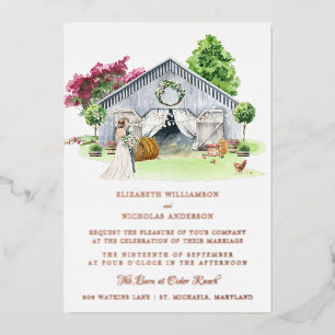 Rustikaler Landbetrieb   Elegant Barn Wedding Folieneinladung