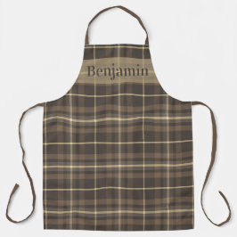 Rustikaler Landhaus-Karo-Tartan in Beige & Braun Schürze