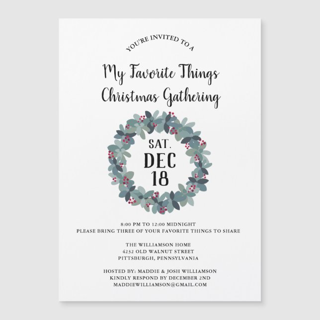 Rustikaler Landkranz Kariertes Weihnachtsgeschenk  Magnetkarte (Vorderseite)