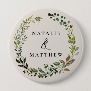 Rustikaler Laubkranz Herbst Winterhochzeit Party Button