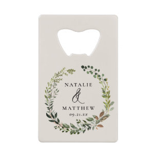 Rustikaler Laubkranz Herbst Winterhochzeit Party Geldbeutel Flaschenöffner