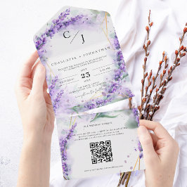 Rustikaler Lavendel Elegantes Siegel und Hochzeit  All In One Einladung