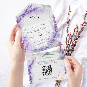 Rustikaler Lavendel Elegantes Siegel und Hochzeit  All In One Einladung